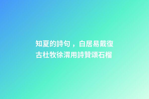 知夏的詩句，白居易戴復古杜牧徐渭用詩贊頌石榴-第1張-觀點-玄機派